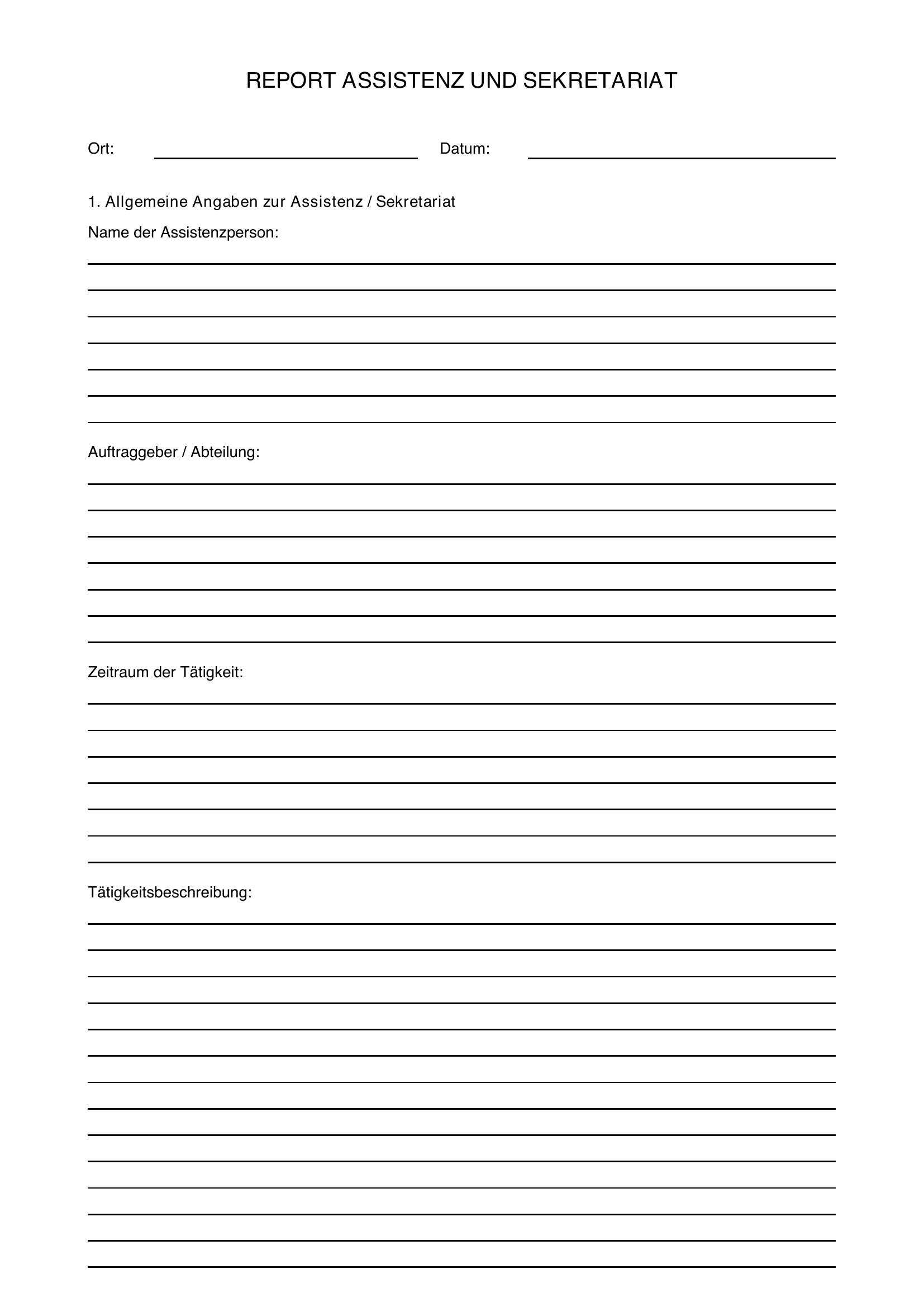 Muster Report Assistenz Und Sekretariat