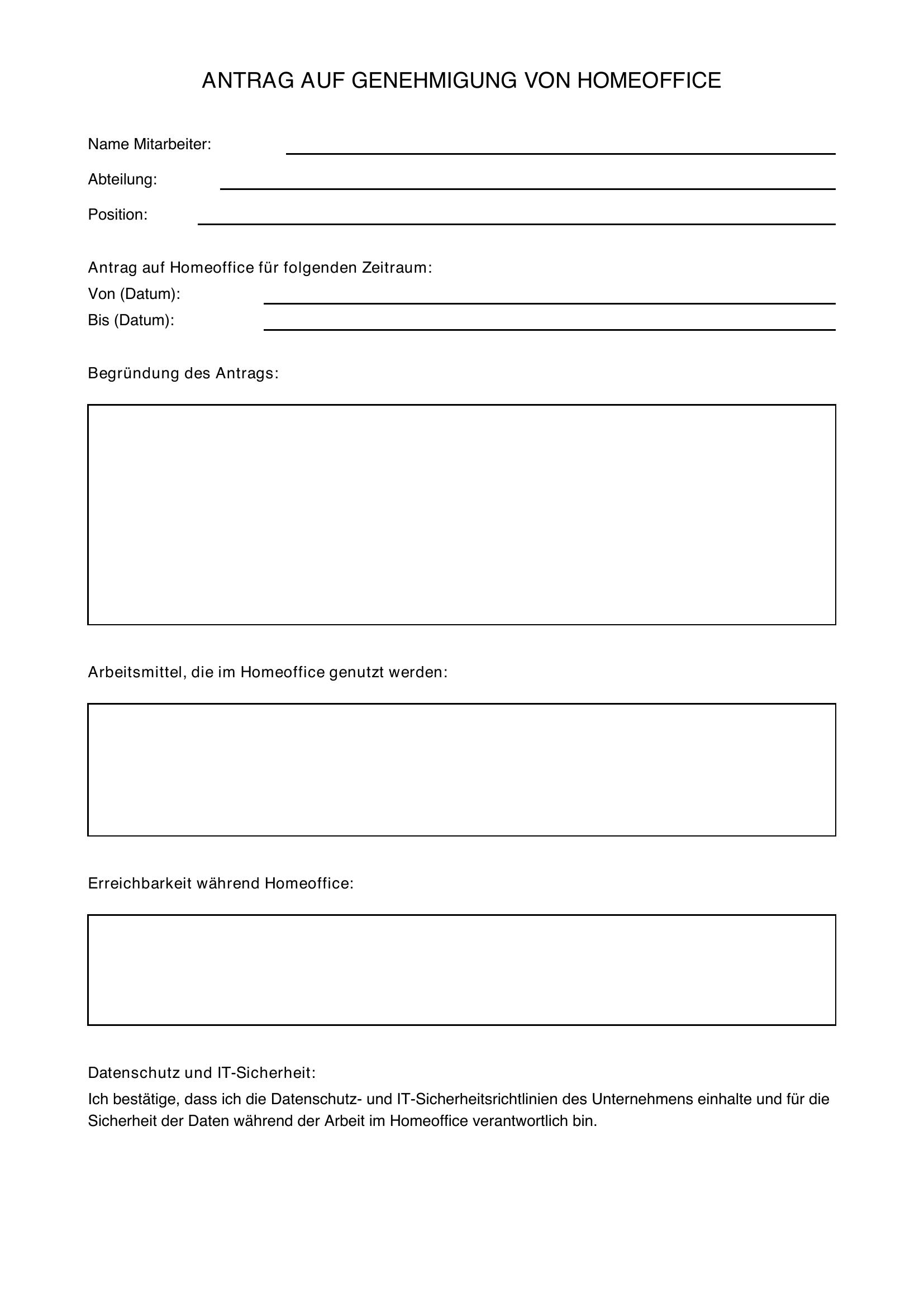 Musterschreiben Antrag Auf Homeoffice